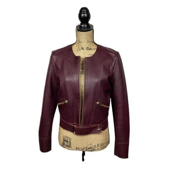 IRO Leather Broome Cropped MOTO Jacket Womens 10 - Like New - Picture 6 of 15